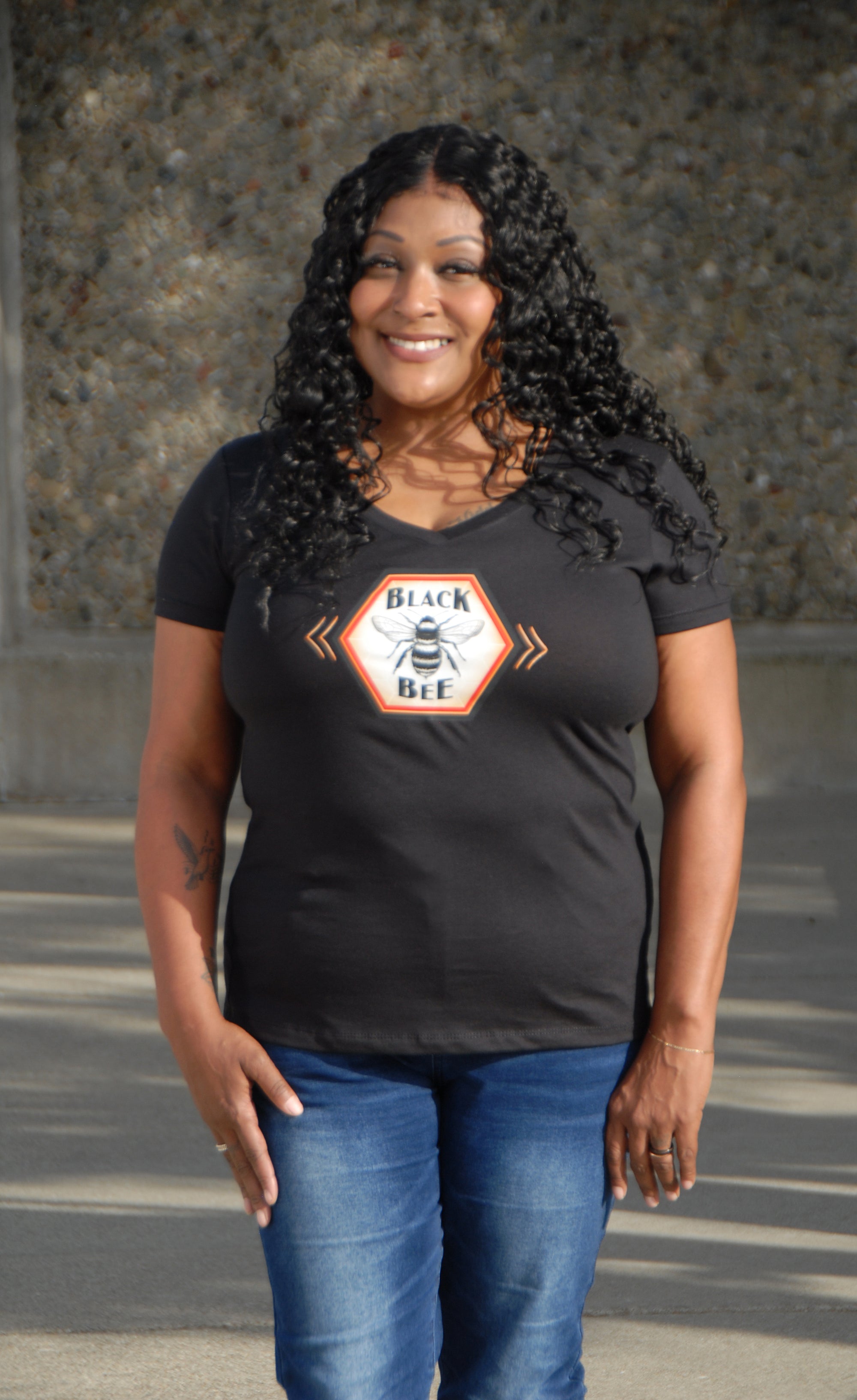 Womens V- Neck w/ Color Logo
