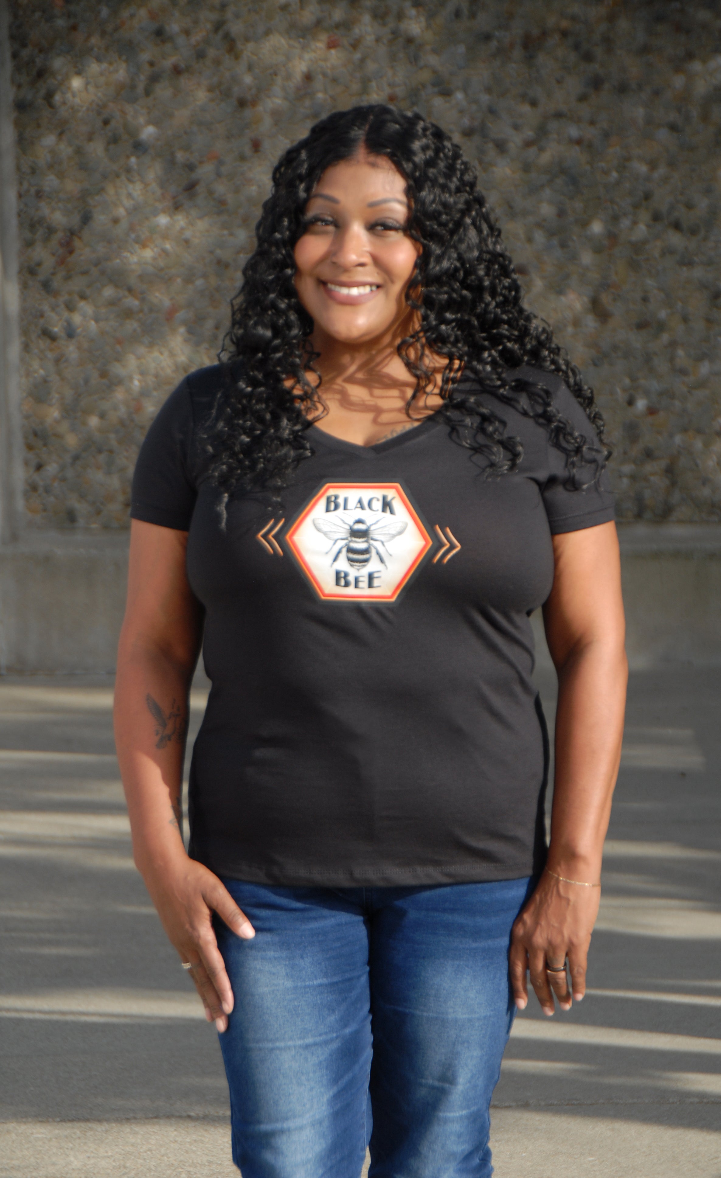 Womens V- Neck w/ Color Logo